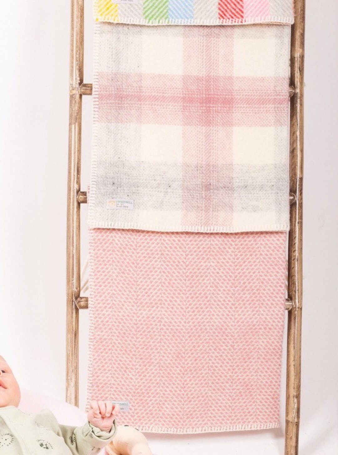 Pure New Wool Baby Blanket UK Made Pram Rainbow Blue Etsy UK