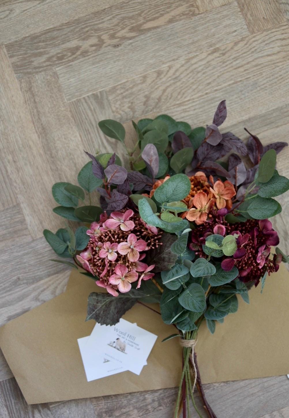 Bouquet Di 6 Ortensie Artificiali Viola – Fiori Finti In Seta Per Decorazione Casa, Matrimoni E Giardino