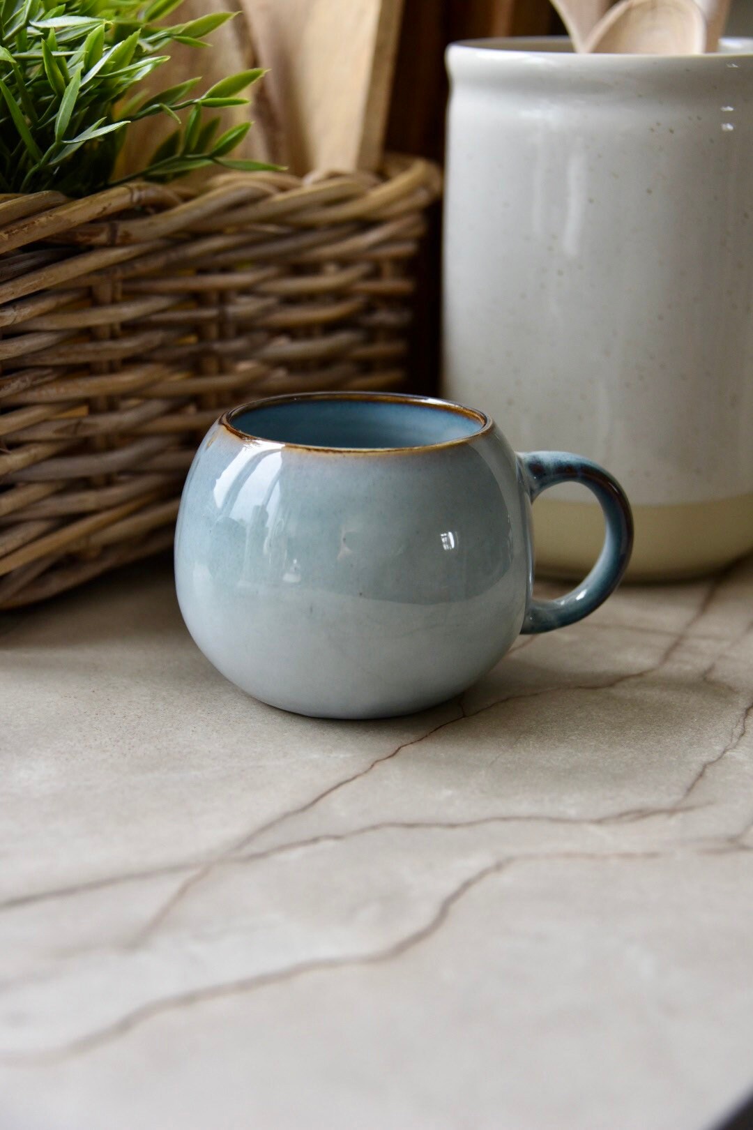 Artisan Ceramic Glaze Mug, Sea Blue, Aqua Green Stoneware, Present