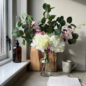 Hortensie Blume | Künstliches Faux | Grün | Blumen | Landleben | Blumen | Blütenstengel | Hausdekor | Weiß | Hochzeitsblumen