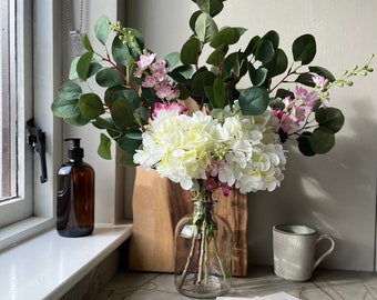 Hydrangea Flower | Artificial Faux | Greenery | Flowers | Country living | Floral | Flower Stem | home decor | White | Wedding flowers