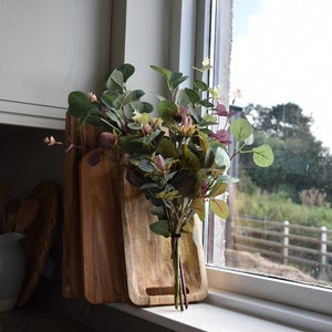 Autumn Flower Arrangement | Handmade Faux Bouquet| Greenery | Thistle | Purple Eucalyptus |Country living | Christmas home decor|