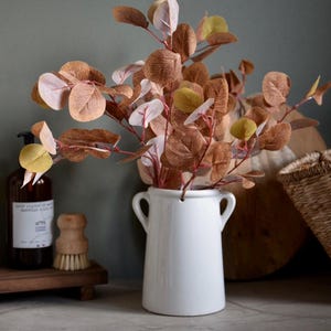 Burnt Orange Eucalyptus Spray| Green Artificial Faux | Greenery | Flowers | Autumn Winter | Floral |Flower Stem | home decor | Country home