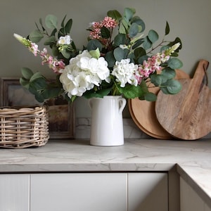Hydrangea Flower | Artificial Faux | Greenery | Flowers | Country living | Floral | Flower Stem | home decor | White | Wedding flowers