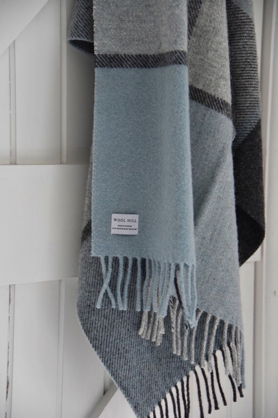 Duck egg blue check throw sale