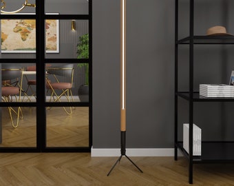 Lampada da terra moderna e minimalista in legno