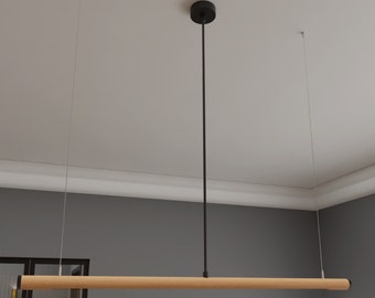 Wooden LED linear pendant light, wood chandelier, hanging lamp