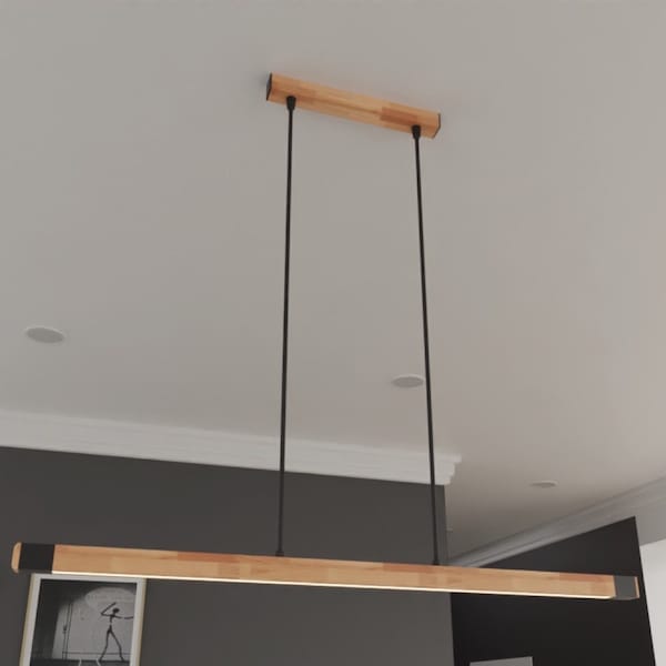 Black Modern Linear Pendant Hanging Chandelier with LED Light