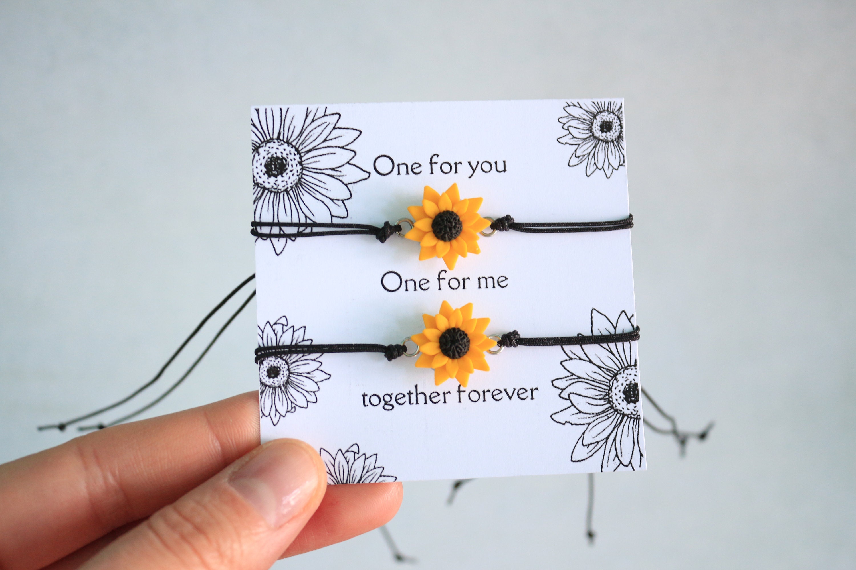 Sunflower bracelet. Set of 2 friendship bracelets. Sunflower Etsy