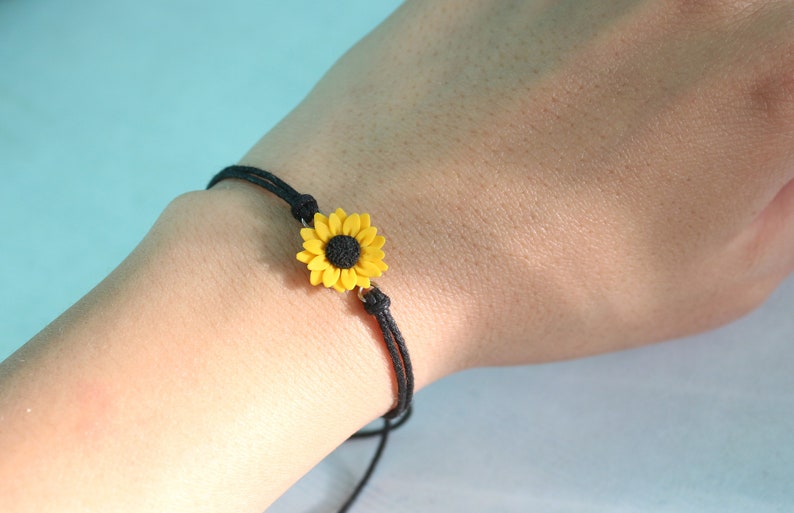 Sunflower bracelet. Friendship bracelet. Sunflower ankle Etsy