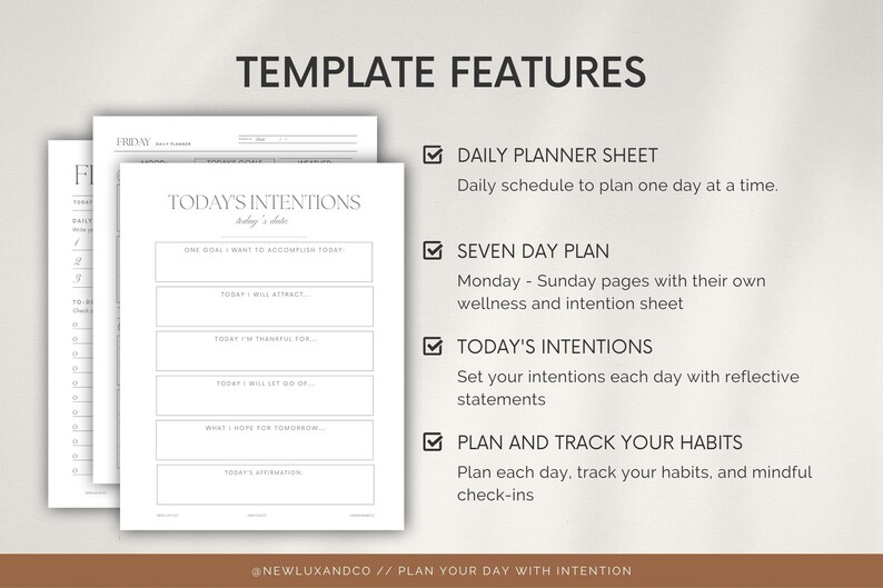 Daily undated planner printable printable planner daily etsy