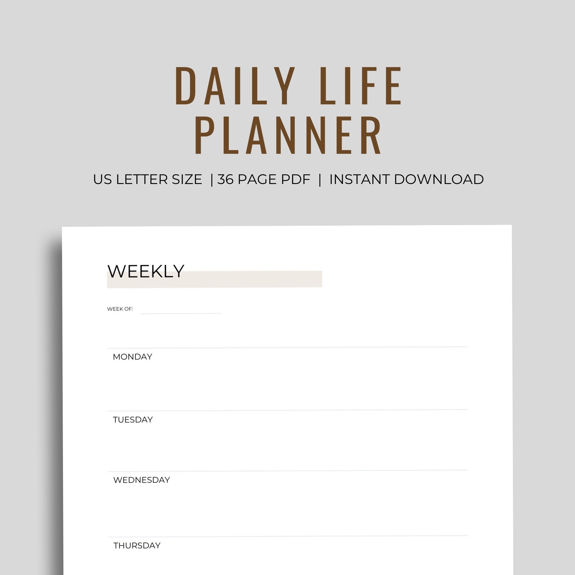 Daily Life Planner Printable US Letter Etsy