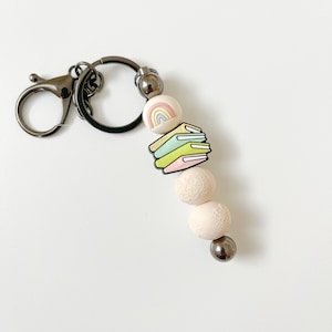 Pastel Rainbow Book bag charm or Keychain with mini wallet