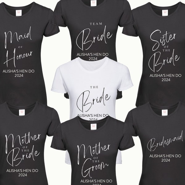 Personalized Hen Do Party T-Shirts Bachelorette Gifts Team Bride T-Shirt Personalised Hen Party T-Shirts Party Shirts Bachelorette T-Shirts