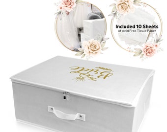 Wedcova UK Personalized Wedding Breathable Bridal Gown Dress Travel Storage Medium Large Box With 10 Acid Free Tissue Paper