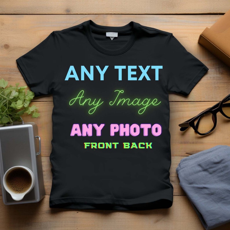 Personalized T-shirt Your Text Logo Photo Printed Top Custom T-shirt Party Cotton image 1