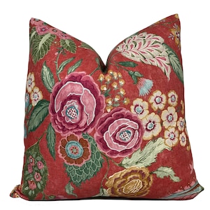 Colefax and Fowler 'EMMELINE' Red Cushion Cover Pillow Cover Double Sided