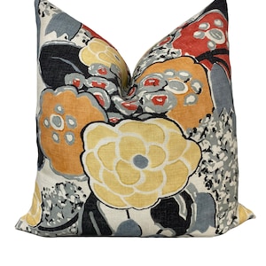 Funda de cojín de la colección Willow Tree de Thibaut 'LAURA' en coral y negro, funda de almohada de doble cara