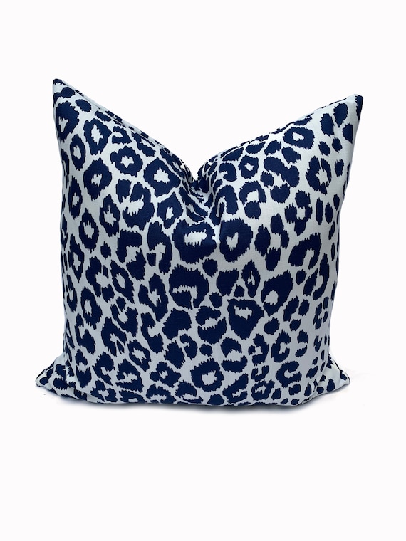 Navy leopard pillow clearance