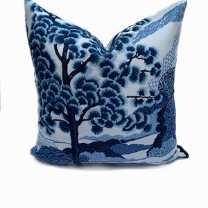 Thibaut Daintree Blue and White Cushion Cover Pillow Cover Double Sided