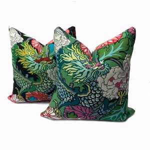 Schumacher Chiang Mai Dragon Jade Green Double Sided Cushion Covers Pillow Covers image 4