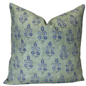 G.P & J Baker Poppy Sprig Green/Blue Double Sided Cushion Cover Pillow Cover