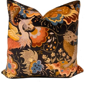 High End Luxury Designer Velvet Dragon 'Selenite Orange' Handmade Cushion Cover Interior Decorative