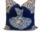 Thibaut IMARI VASE Summer Collection Cushion Cover Pillow Cover Double Sided Navy Blue