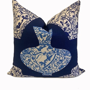 Thibaut IMARI VASE Summer Collection Cushion Cover Pillow Cover Double Sided Navy Blue