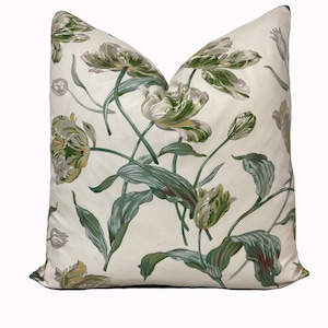 Colefax and Fowler Primavera Ivory/Green Cushion Cover Pillow Cover Double Sided