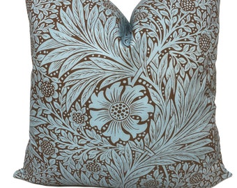 William Morris & Co - Ben Pentreath 'Marigold'  Sky / Chocolate Cushion Cover Pillow Cover Double sided