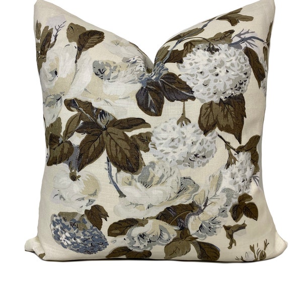 Cowtan and Tout 'Rose & Hydrangea' Platinum, Teak Cushion Cover Pillow Cover Double sided Home Interior