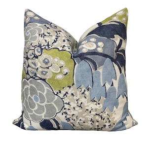 Thibaut 'LAURA' Willow Tree Collection Citrus and Blue Cushion Cover Pillow Cover Double Sided