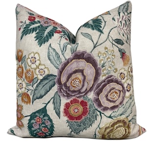 Colefax and Fowler 'EMMELINE' Red / Teal Cushion Cover Pillow Cover Double Sided