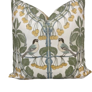 G.P & J Baker Birds and Cherries Blue/Green Double Sided Cushion Cover Pillow Cover