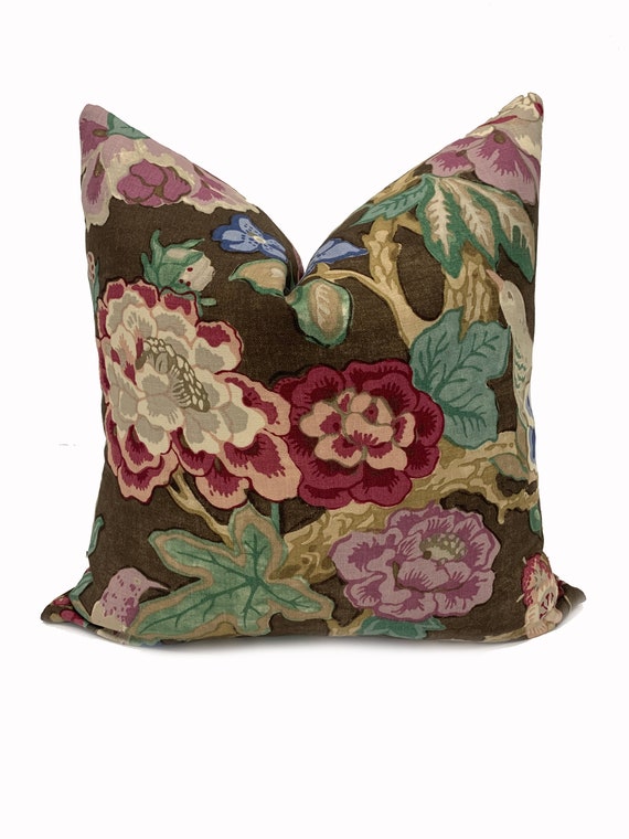 Schumacher Bermuda Blossom Brown Mary McDonald Cushion Cover Pillow Cover Double Sided