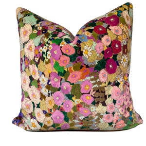 High End Luxury Designer Velvet Floral Gardens 'Spring' Handmade Cushion Cover Interior Decorative