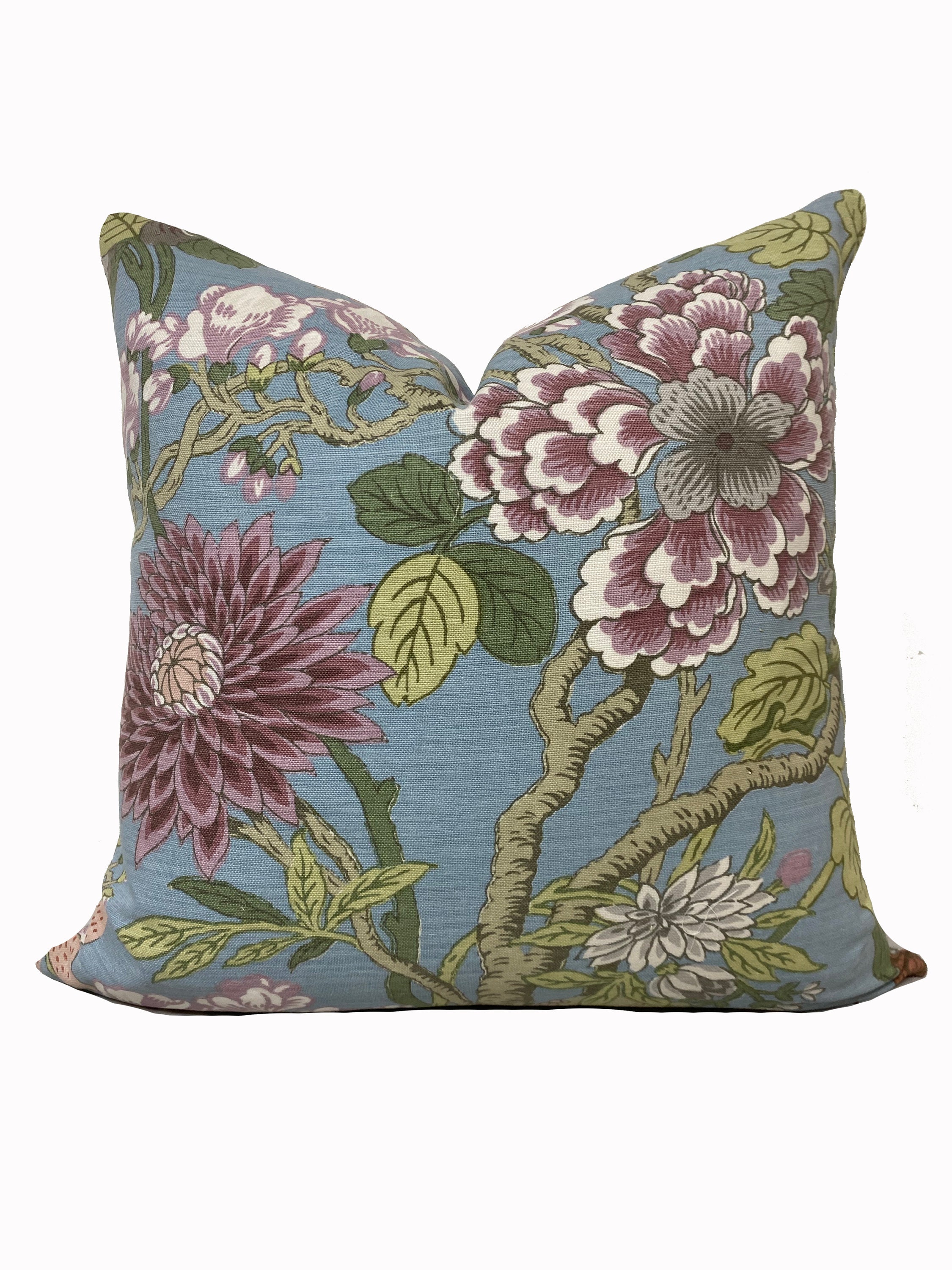 [OPEN Yy] FLOWER PILLOW HANDLE MINI (CHARCOAL) / 税込み G.P & J Baker Magnolia EAU DE NIL Linen Double Sided Cushion