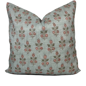 G.P & J Baker Poppy Sprig Aqua/Blush Double Sided Cushion Cover Pillow Cover