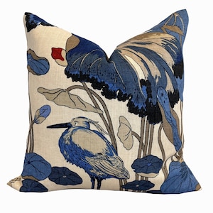 G.P & J Baker Nympheus Indigo/Marine/Linen Double Sided Cushion Cover Pillow Cover