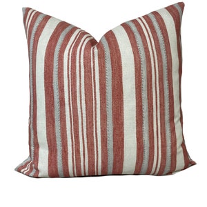 Jane Churchill Tulsi Stripe Red Cushion Cover Pillow Cover Double Sided