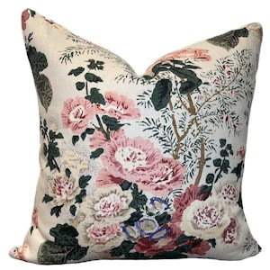 Lee Jofa Althea Poppy/Sage/Cream Cushion Cover Pillow Cover Double Sided