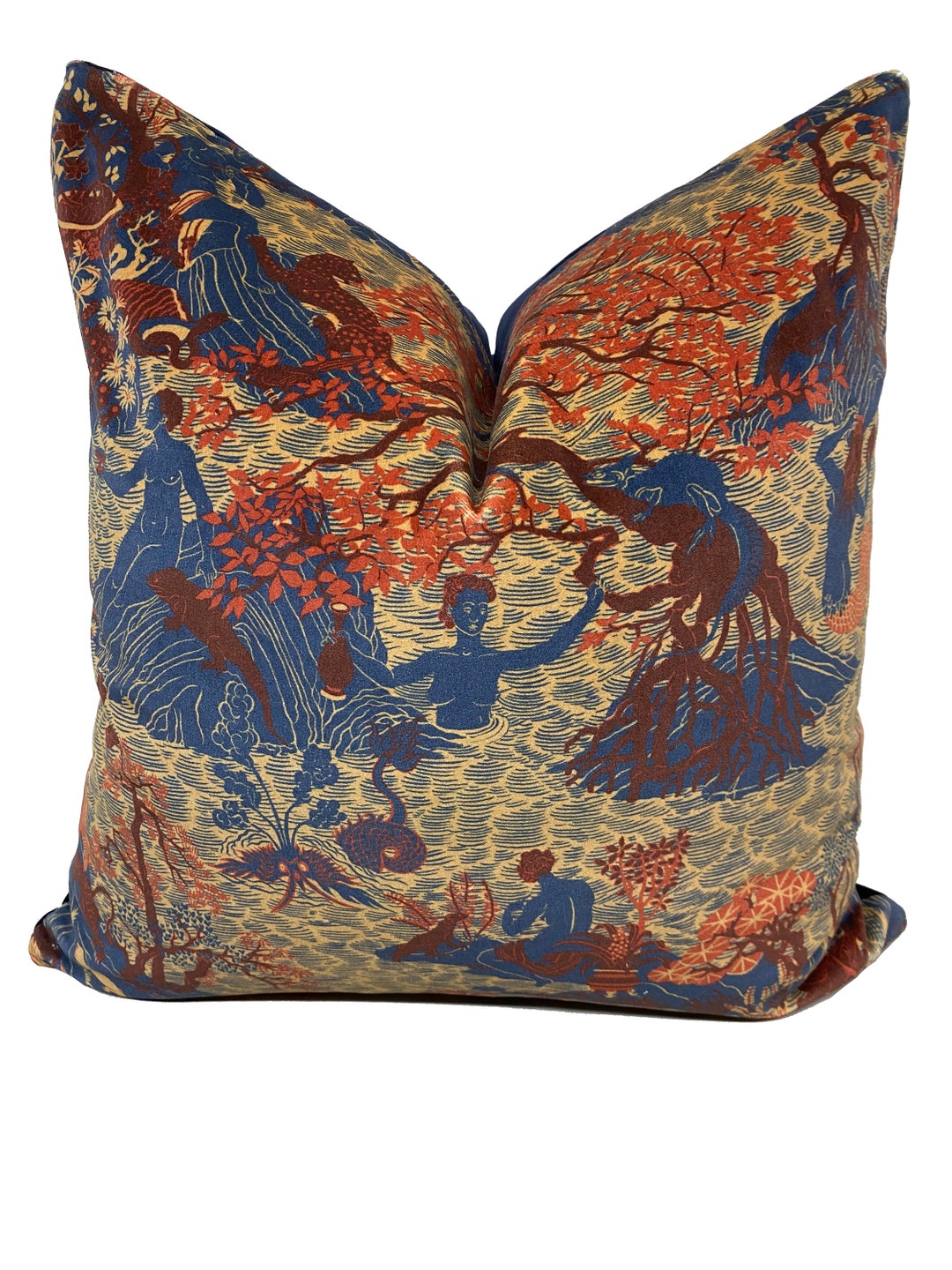 Zoffany Arden Avalonis Velvet Como Blue / Koi Cushion Cover Pillow ...