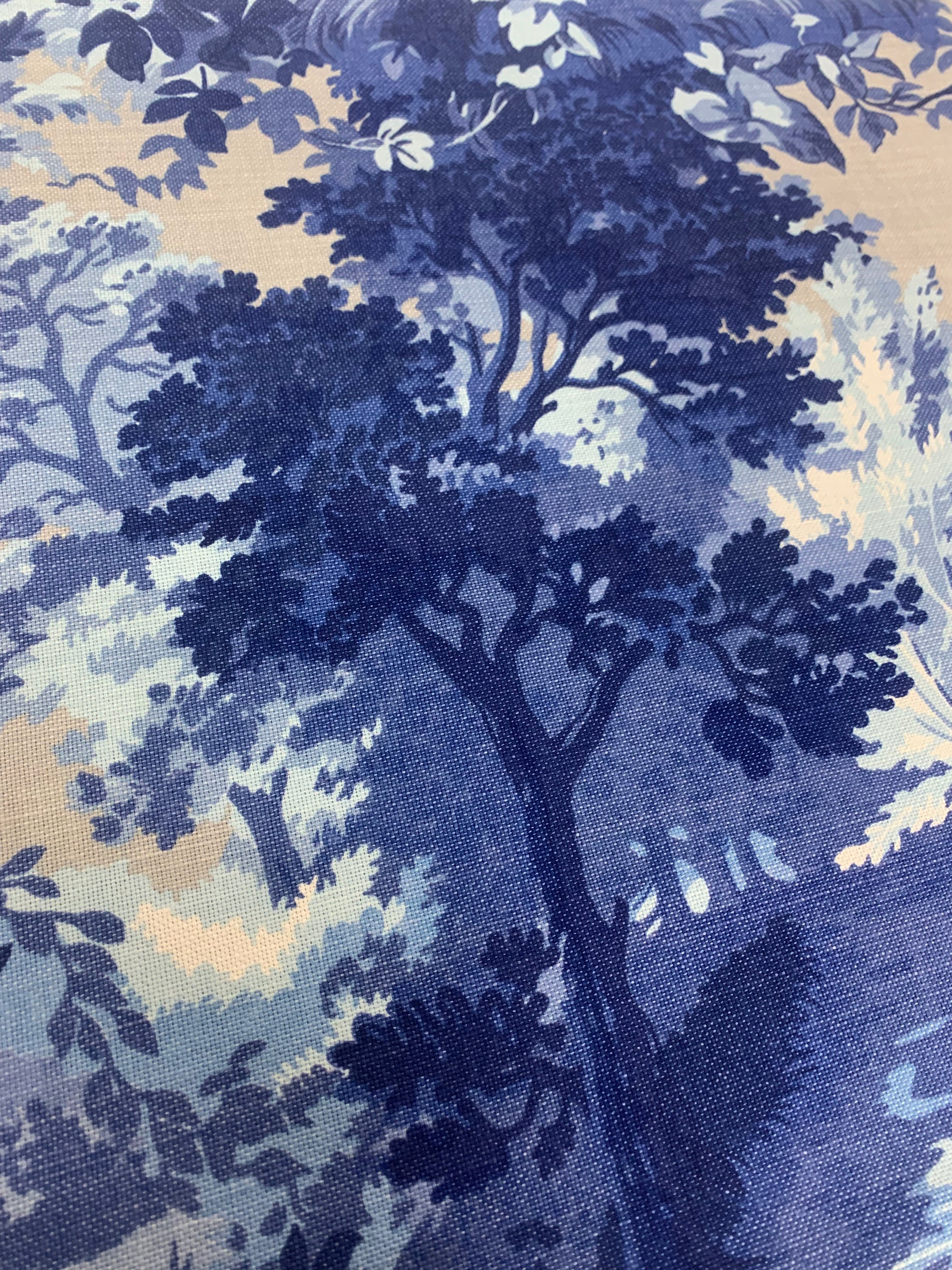 Thibaut Lincoln Toile Fabric - Blue and Flax