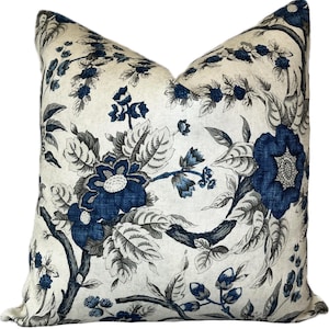 Michael Smith Jasper Fabrics SINTRA FLORAL Indigo Double Sided Cushion Cover Pillow Cover