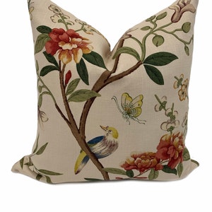 G.P & J Baker Peony and Blossom Sage Beige Double Sided Cushion Cover Pillow Cover