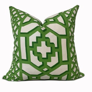 Schumacher Zanzibar Trellis Cushion Cover Pillow Green Double Sided