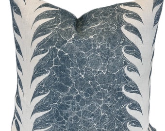 Beata Heuman Palm Drop Sky Blue/Plaster Poszewka na poduszkę lniana dwustronna