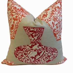 Thibaut IMARI VASE Summer Collection Cushion Cover Pillow Cover Double Sided Pink and Orange