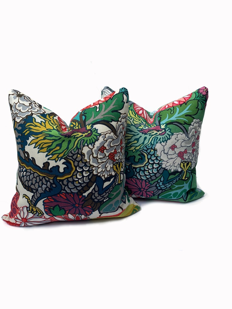 Schumacher Chiang Mai Dragon Jade Green Double Sided Cushion Covers Pillow Covers image 5
